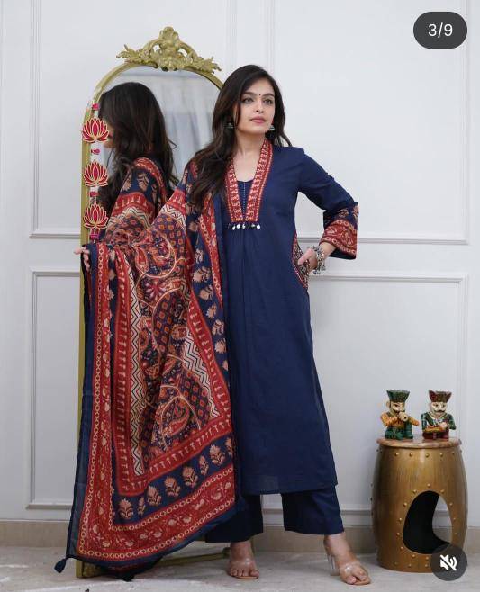 Jaipuri 3pcs Latest kurti designs in Delhi wholesale market